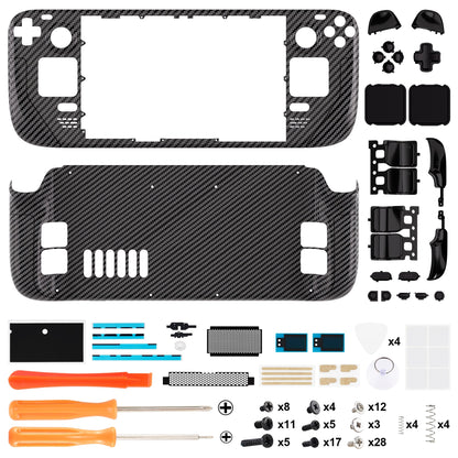 eXtremeRate Retail Graphite Carbon Fiber Pattern Custom Full Set Shell with Buttons for Steam Deck Console