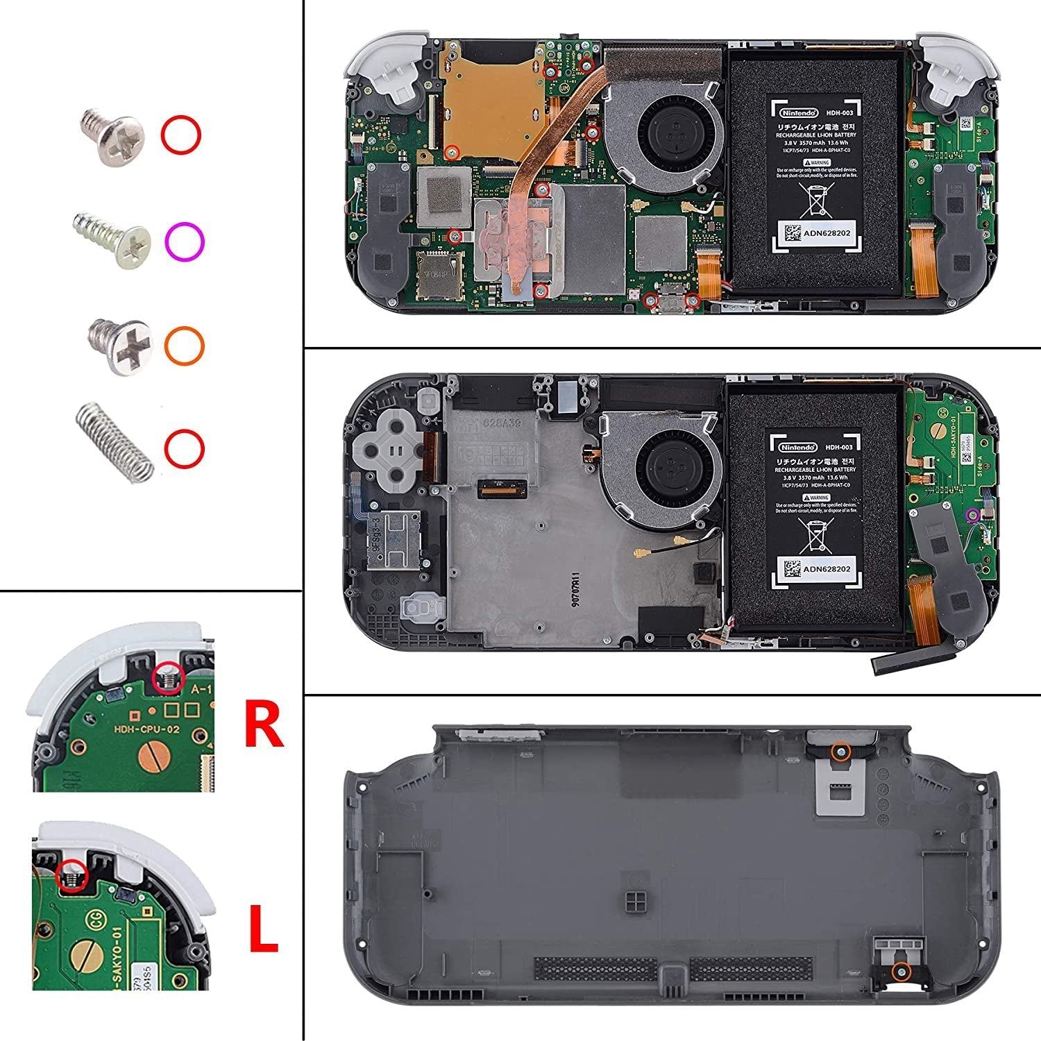 eXtremeRate Retail Chameleon Green Purple Replacement ABXY Home Capture Plus Minus Keys Dpad L R ZL ZR Trigger for NS Switch Lite, Full Set Buttons Repair Kits with Tools for NS Switch Lite - HL502