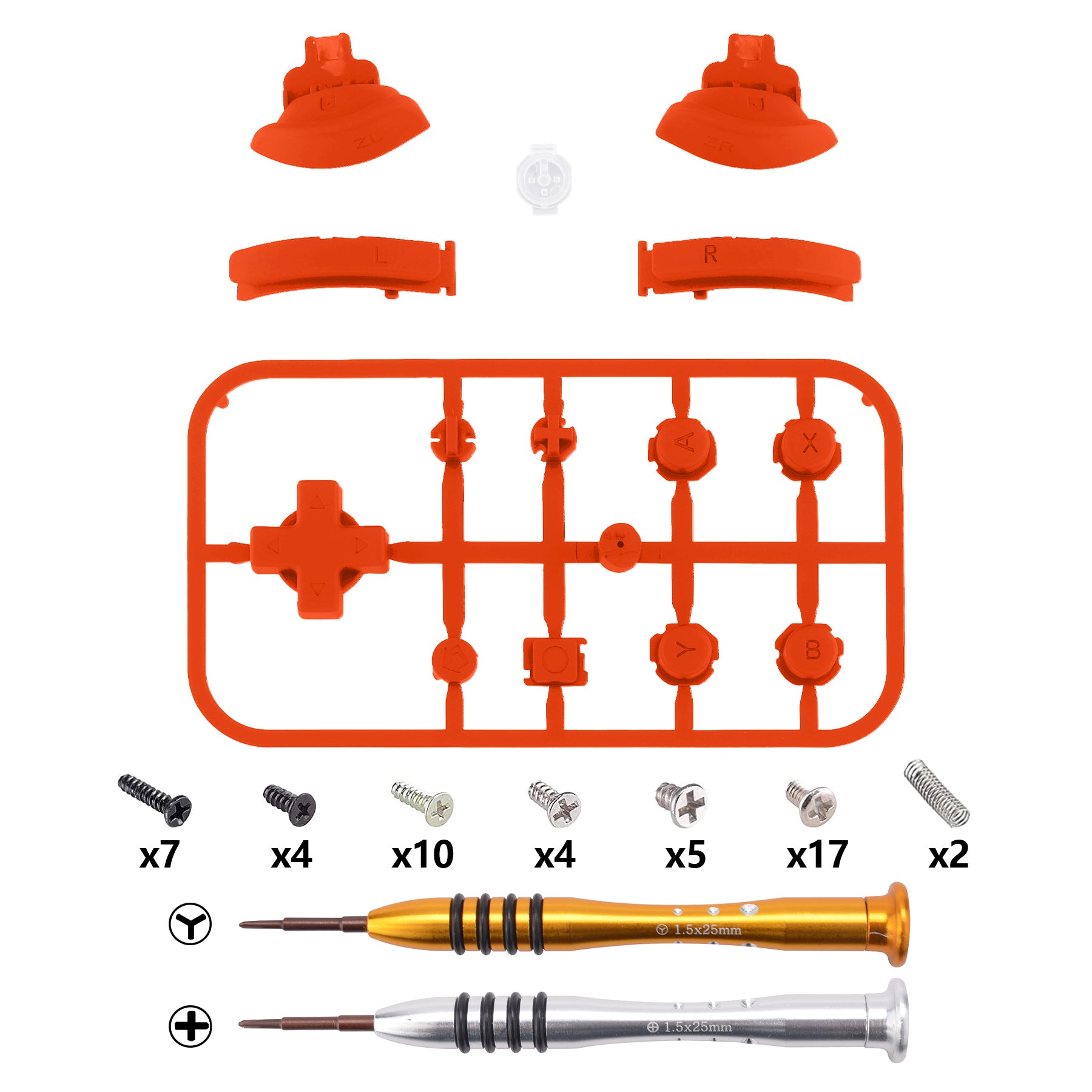 eXtremeRate Retail Orange Replacement ABXY Home Capture Plus Minus Keys Dpad L R ZL ZR Trigger for NS Switch Lite, Full Set Buttons Repair Kits with Tools for NS Switch Lite - HL504