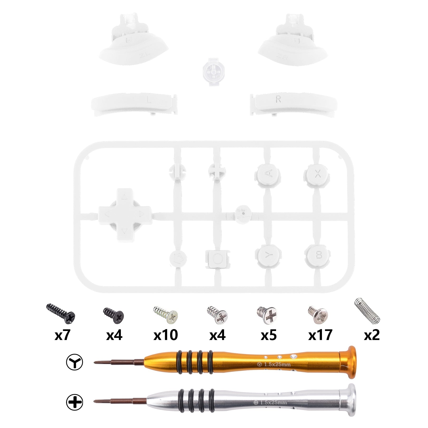 eXtremeRate Retail White Replacement ABXY Home Capture Plus Minus Keys Dpad L R ZL ZR Trigger for NS Switch Lite, Full Set Buttons Repair Kits with Tools for NS Switch Lite - HL508