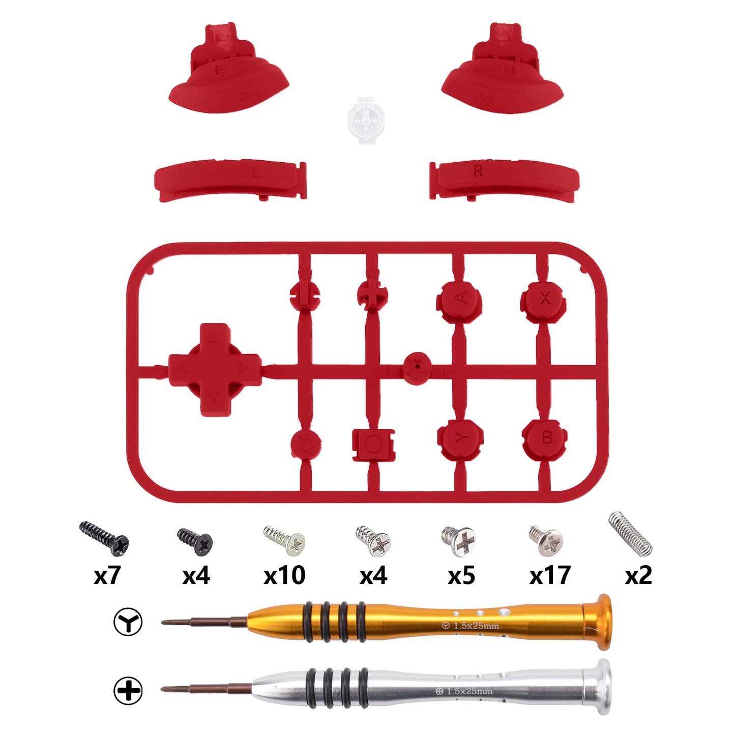 eXtremeRate Retail Passion Red Replacement ABXY Home Capture Plus Minus Keys Dpad L R ZL ZR Trigger for NS Switch Lite, Full Set Buttons Repair Kits with Tools for NS Switch Lite - HL532