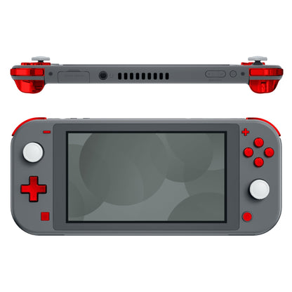 eXtremeRate Retail Chrome Red Glossy Replacement ABXY Home Capture Plus Minus Keys Dpad L R ZL ZR Trigger for NS Switch Lite, Full Set Buttons Repair Kits with Tools for NS Switch Lite - HL603