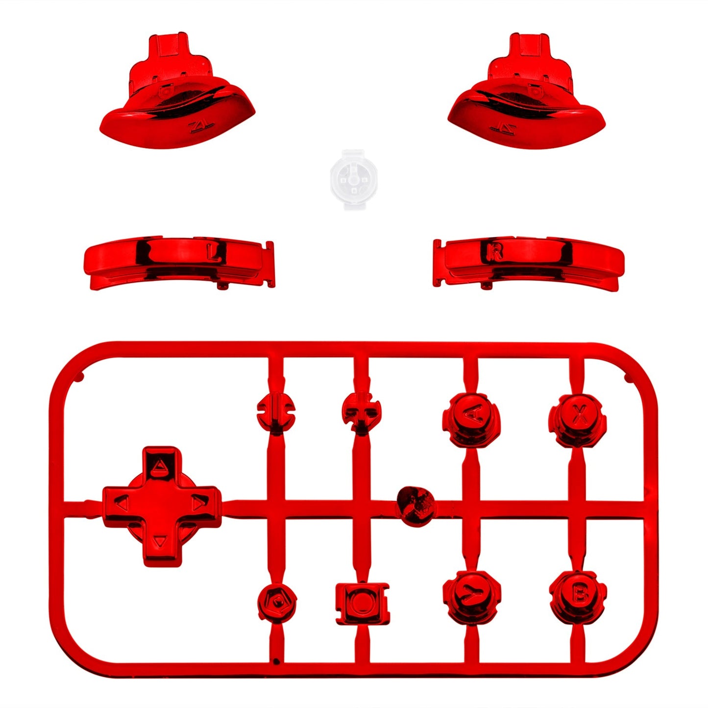 eXtremeRate Retail Chrome Red Glossy Replacement ABXY Home Capture Plus Minus Keys Dpad L R ZL ZR Trigger for NS Switch Lite, Full Set Buttons Repair Kits with Tools for NS Switch Lite - HL603