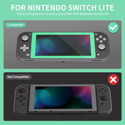 eXtremeRate Retail 2 Pack Mint Green Border Transparent HD Saver Protector Film, Tempered Glass Screen Protector for Nintendo Switch Lite [Anti-Scratch, Anti-Fingerprint, Shatterproof, Bubble-Free] - HL714