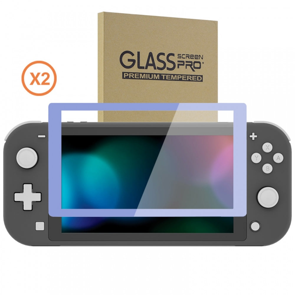 eXtremeRate Retail 2 Pack Light Violet Border Transparent HD Saver Protector Film, Tempered Glass Screen Protector for Nintendo Switch Lite [Anti-Scratch, Anti-Fingerprint, Shatterproof, Bubble-Free] - HL715