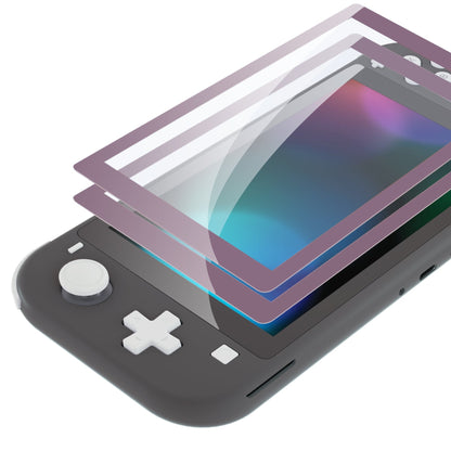 eXtremeRate Retail 2 Pack Dark Grayish Violet Border Transparent HD Saver Protector Film, Tempered Glass Screen Protector for Nintendo Switch Lite [Anti-Scratch, Anti-Fingerprint, Shatterproof, Bubble-Free] - HL735