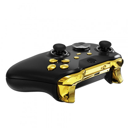 eXtremeRate Retail Chrome Gold Replacement Buttons for Xbox One Elite Series 2 Controller, LB RB LT RT Bumpers Triggers ABXY Start Back Sync Profile Switch Keys for Xbox One Elite V2 Controller (Model 1797 and Core Model 1797) - IL201