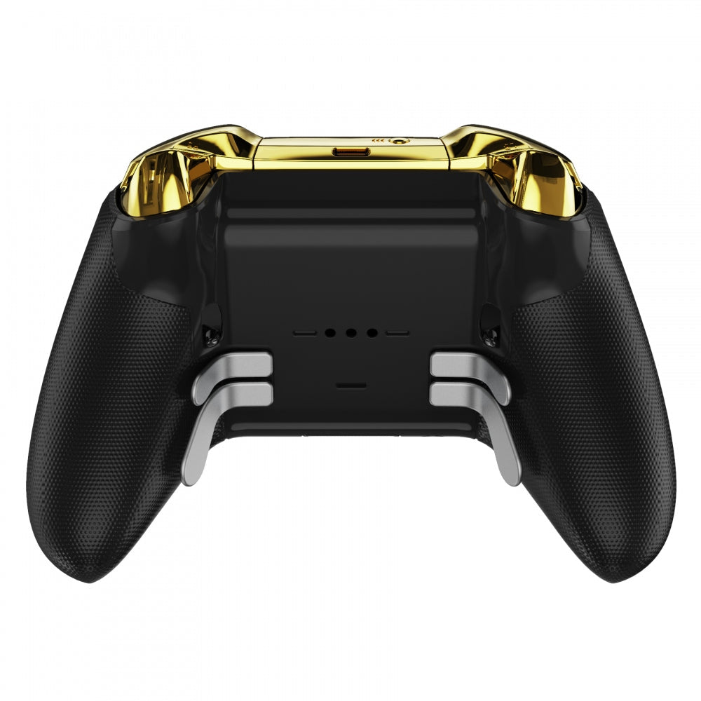 eXtremeRate Retail Chrome Gold Replacement Buttons for Xbox One Elite Series 2 Controller, LB RB LT RT Bumpers Triggers ABXY Start Back Sync Profile Switch Keys for Xbox One Elite V2 Controller (Model 1797 and Core Model 1797) - IL201