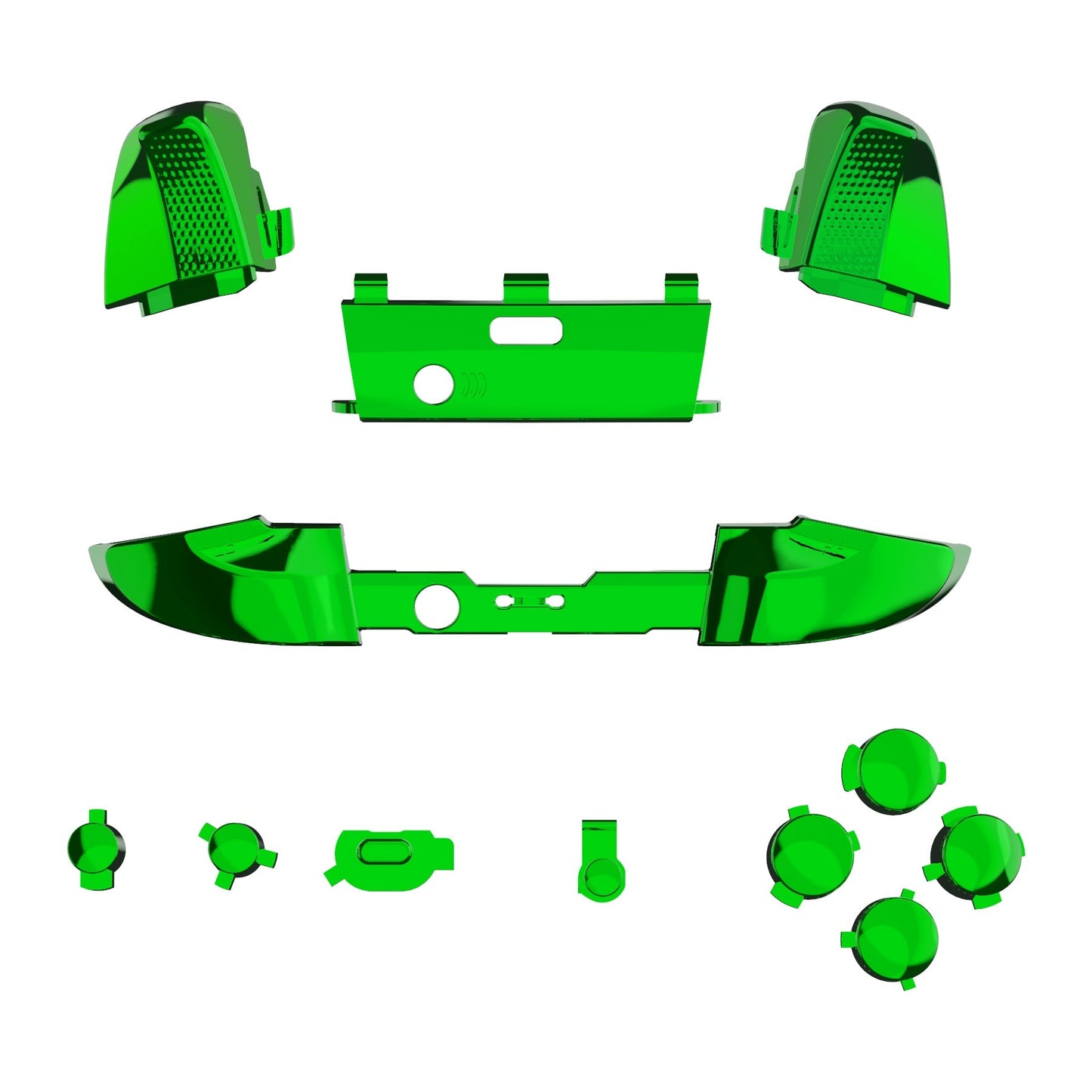 eXtremeRate Retail Chrome Green Replacement Buttons for Xbox One Elite Series 2 Controller, LB RB LT RT Bumpers Triggers ABXY Start Back Sync Profile Switch Keys for Xbox One Elite V2 Controller (Model 1797 and Core Model 1797) - IL206