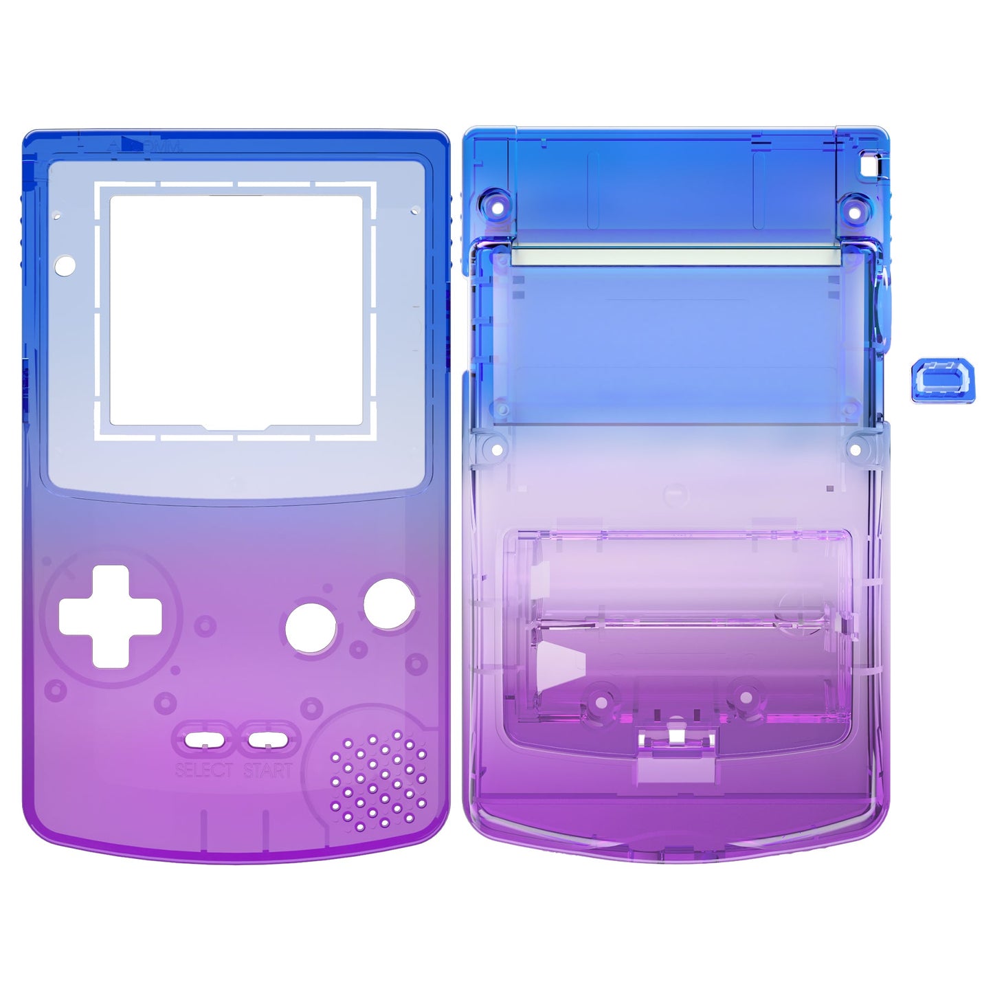 IPS Ready Upgraded GBC Replacement Full Set Shells with Buttons for Gameboy Color, Compatible with GBC OSD IPS & Regular IPS & Standard LCD - Gradient Translucent Bluebell eXtremeRate