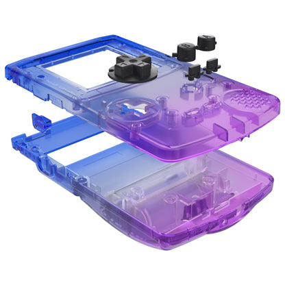 IPS Ready Upgraded GBC Replacement Full Set Shells with Buttons for Gameboy Color, Compatible with GBC OSD IPS & Regular IPS & Standard LCD - Gradient Translucent Bluebell eXtremeRate