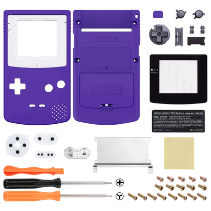 eXtremeRate Retail IPS Ready Upgraded eXtremeRate Purple GBC Replacement Shell Full Housing Cover with Buttons for Gameboy Color - Fit for GBC OSD IPS & Regular IPS & Standard LCD -C Console & IPS Screen NOT Included - QCBP3014