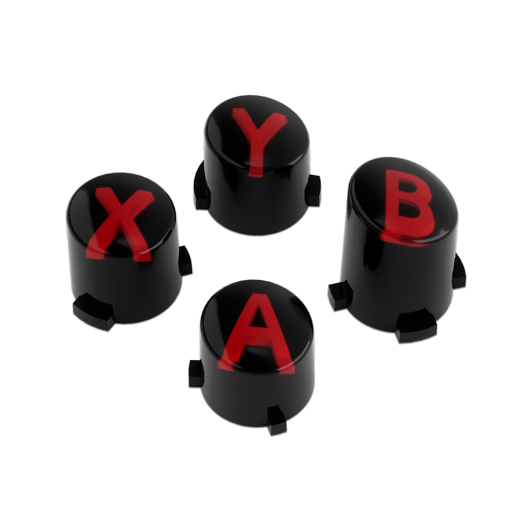 eXtremeRate Retail Three-Tone Black & Clear & Carmine Red ABXY Action Buttons with Classic Symbols for Xbox Series X & S Controller & Xbox One S/X & Xbox One Elite V1/V2 Controller - JDX3M002