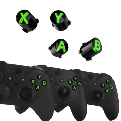 eXtremeRate Retail Three-Tone Black & Clear & Green ABXY Action Buttons with Classic Symbols for Xbox Series X & S Controller & Xbox One S/X & Xbox One Elite V1/V2 Controller - JDX3M005