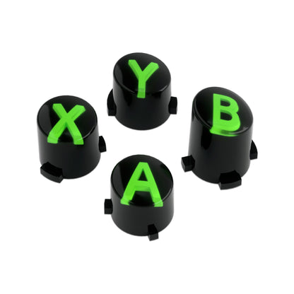 eXtremeRate Retail Three-Tone Black & Clear & Green ABXY Action Buttons with Classic Symbols for Xbox Series X & S Controller & Xbox One S/X & Xbox One Elite V1/V2 Controller - JDX3M005