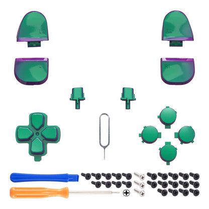 eXtremeRate Replacement Full Set Buttons Compatible with PS5 Controller BDM-030/040 - Chameleon Green Purple eXtremeRate