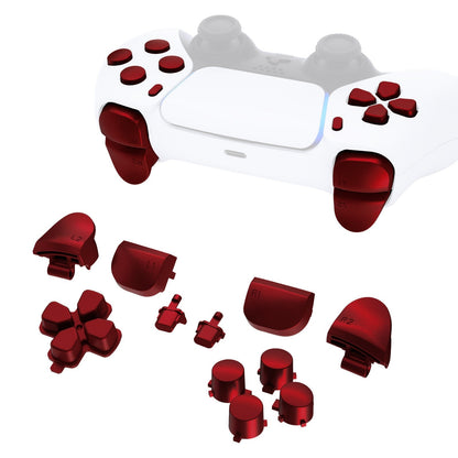 eXtremeRate Retail Replacement D-pad R1 L1 R2 L2 Triggers Share Options Face Buttons, Scarlet Red Full Set Buttons Compatible with ps5 Controller BDM-010 & BDM-020 - JPF1003G2