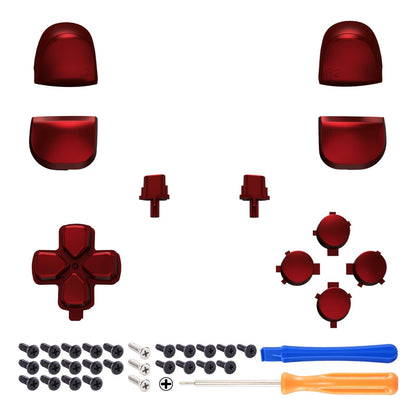 eXtremeRate Retail Replacement D-pad R1 L1 R2 L2 Triggers Share Options Face Buttons, Scarlet Red Full Set Buttons Compatible with ps5 Controller BDM-010 & BDM-020 - JPF1003G2