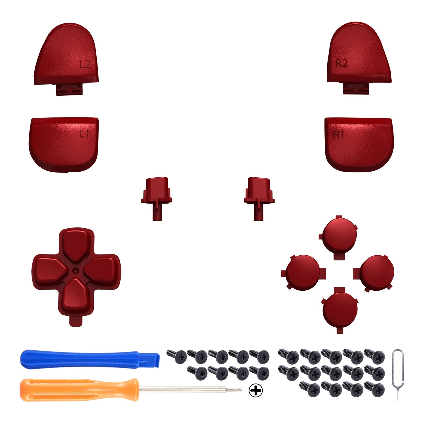 eXtremeRate PS5コントローラーBDM-030/040/050/060対応交換対応用フルセットボタン【スカーレットレッド】