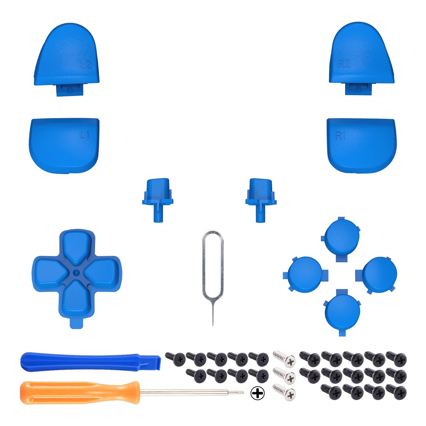 eXtremeRate Replacement Full Set Buttons Compatible with PS5 Controller BDM-030/040 - Blue eXtremeRate