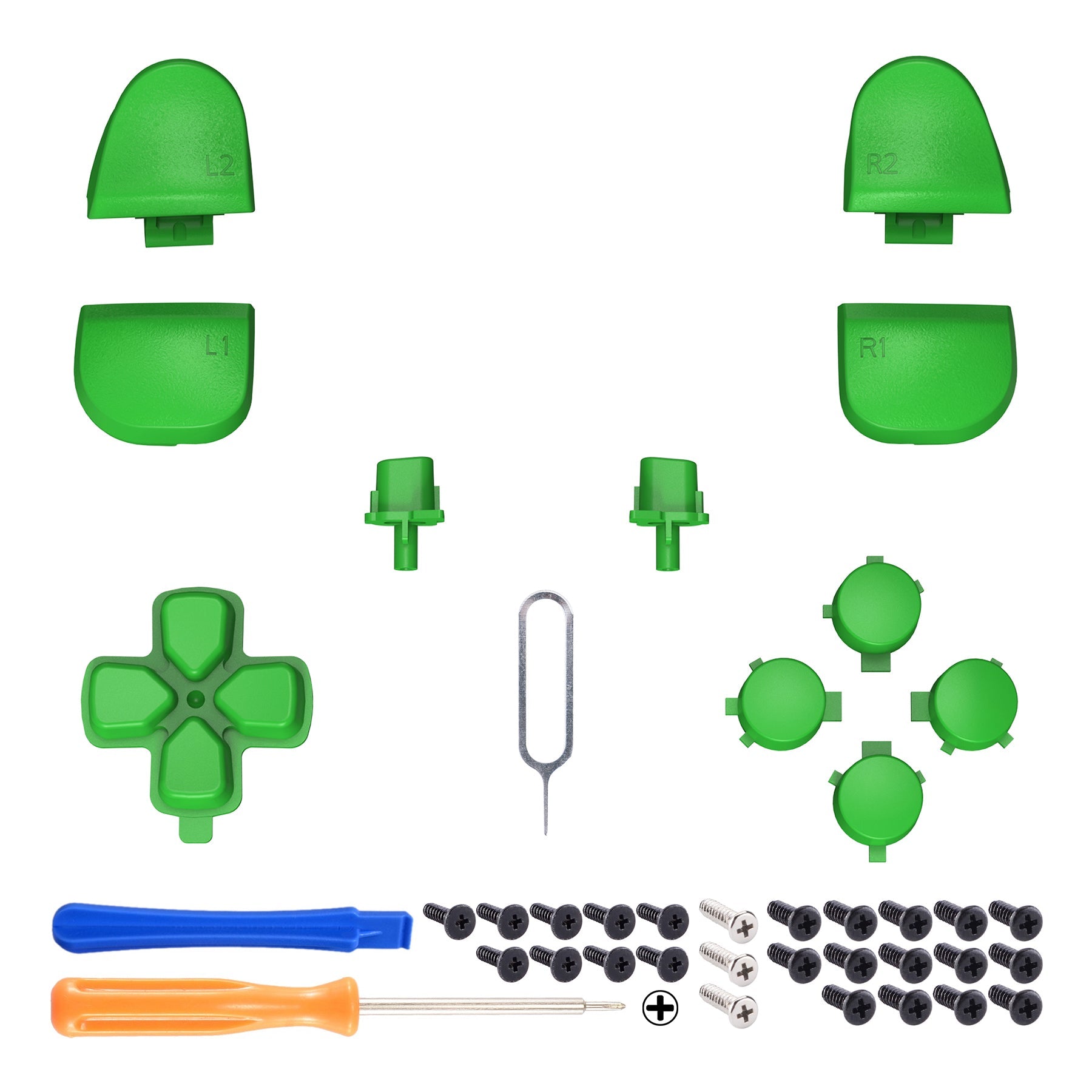 eXtremeRate Replacement Full Set Buttons Compatible with PS5 Controller BDM-030/040 - Green eXtremeRate