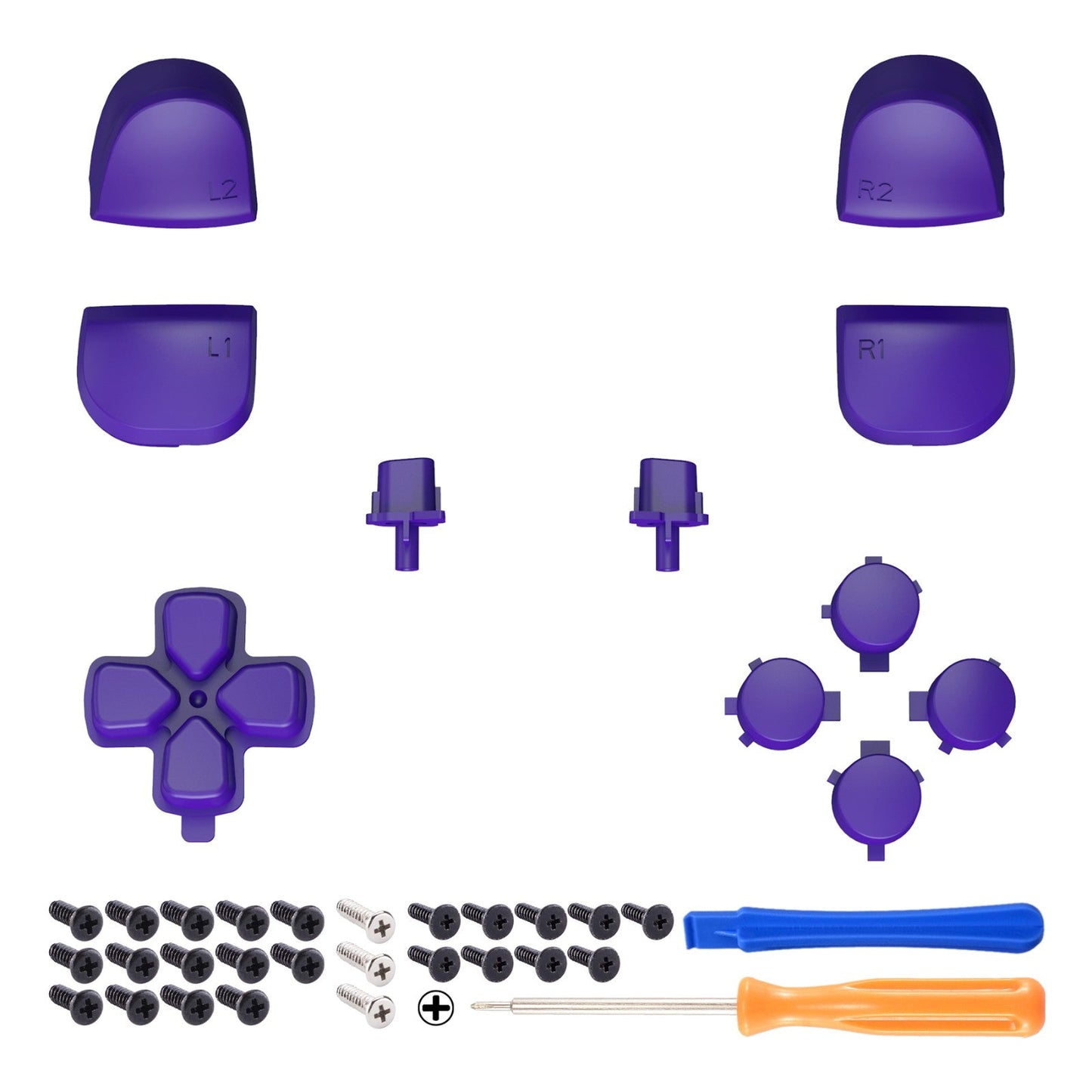 eXtremeRate Retail Replacement D-pad R1 L1 R2 L2 Triggers Share Options Face Buttons, Purple Full Set Buttons Compatible with ps5 Controller BDM-010 & BDM-020 - JPF1007G2