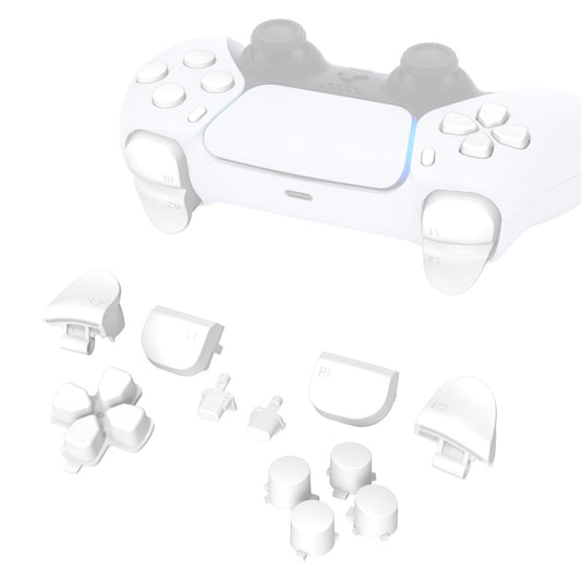 eXtremeRate Retail Replacement D-pad R1 L1 R2 L2 Triggers Share Options Face Buttons, White Full Set Buttons Compatible with ps5 Controller BDM-010 & BDM-020 - JPF1008G2