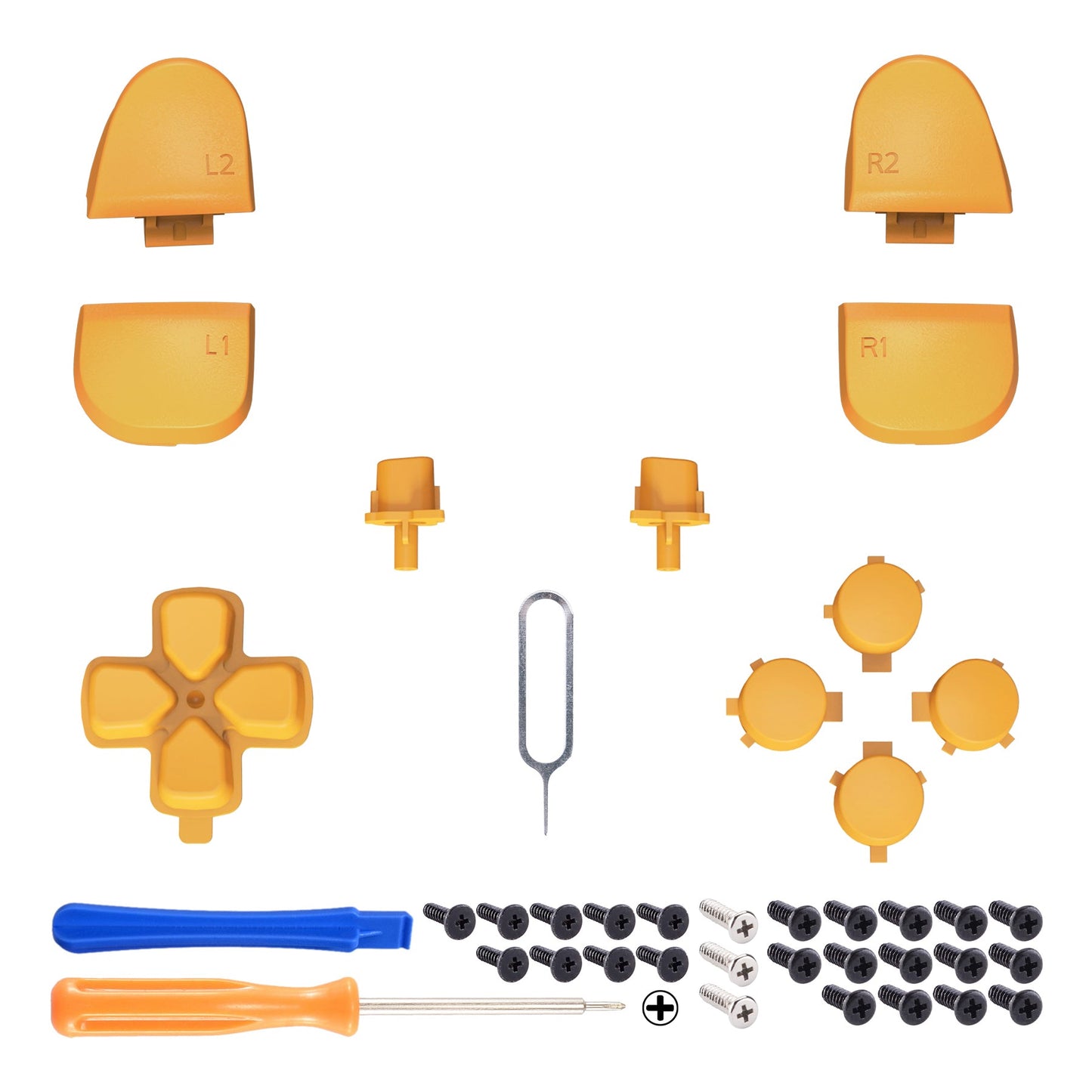 eXtremeRate Replacement Full Set Buttons Compatible with PS5 Controller BDM-030/040 - Caution Yellow eXtremeRate