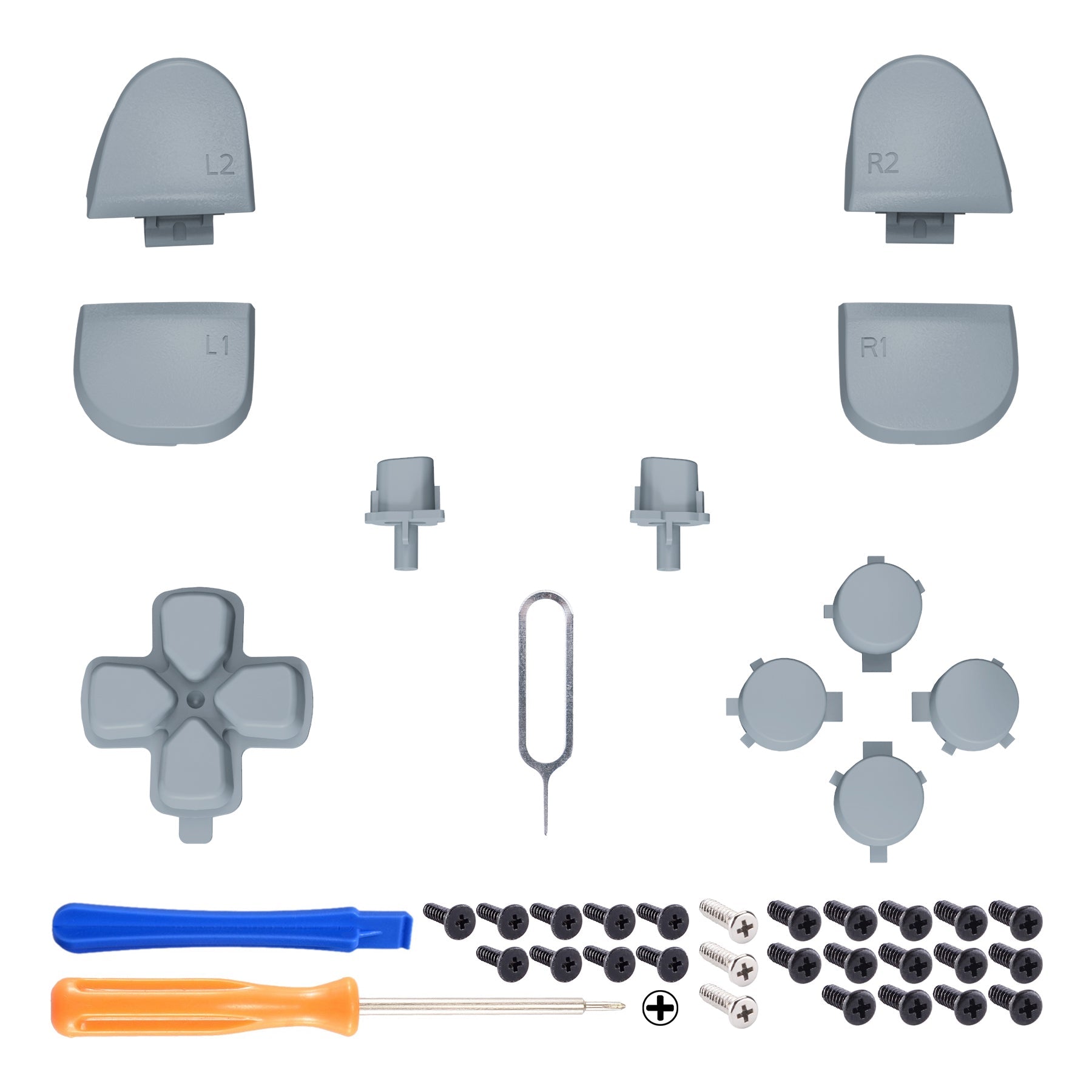 eXtremeRate Replacement Full Set Buttons Compatible with PS5 Controller BDM-030/040 - New Hope Gray eXtremeRate