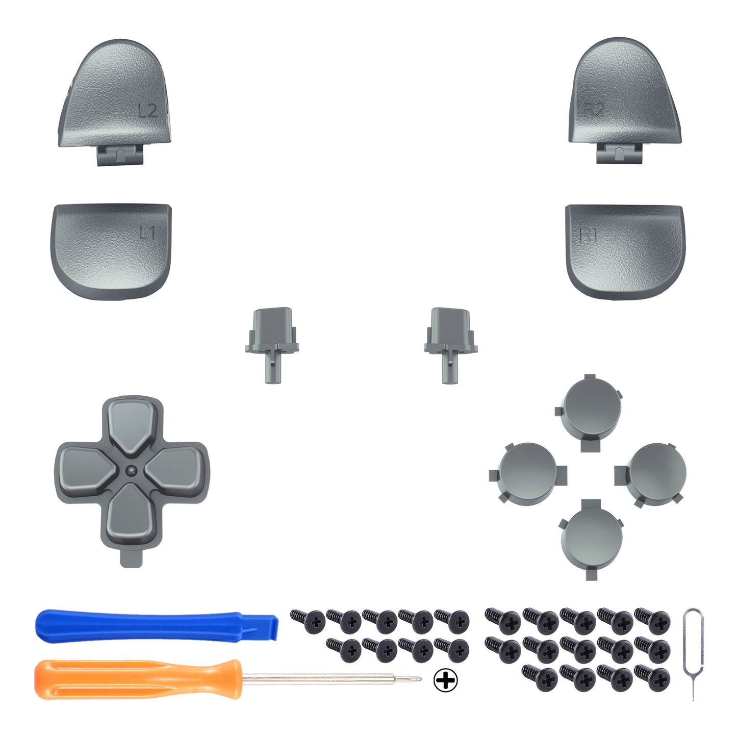 eXtremeRate Replacement Button Set for PS5 Controller BDM-030/040/050/060 (Metallic Steel Gray)