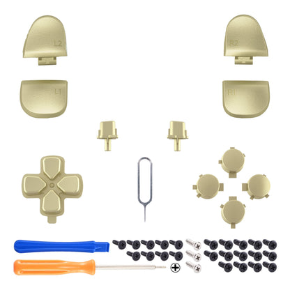 eXtremeRate Replacement Full Set Buttons Compatible with PS5 Controller BDM-030/040 - Metallic Champagne Gold eXtremeRate