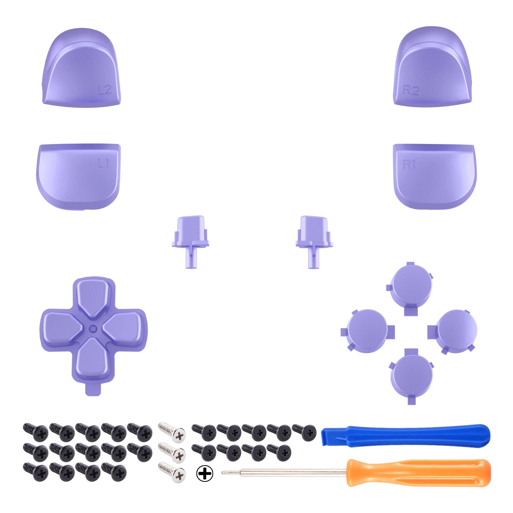 eXtremeRate Retail Replacement D-pad R1 L1 R2 L2 Triggers Share Options Face Buttons, Metallic Snowstorm Mauve Full Set Buttons Compatible with ps5 Controller BDM-010 & BDM-020 - JPF1043G2