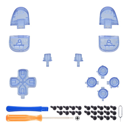 eXtremeRate PS5コントローラーBDM-030/040/050/060対応交換対応用フルセットボタン【クリアライトブルー】