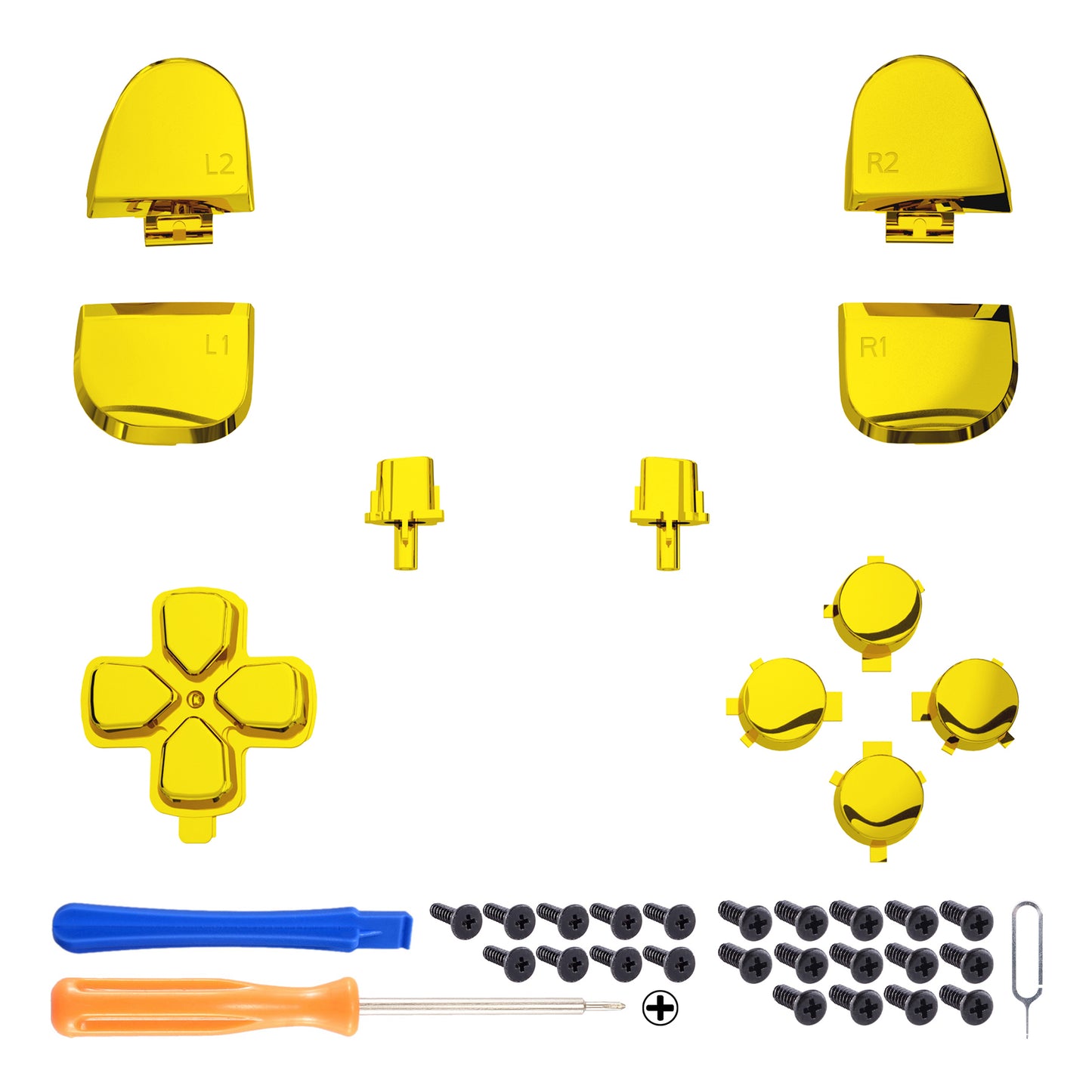 eXtremeRate Replacement Full Button Set for PS5 Controller BDM-030/040/050/060 (Chrome Gold)