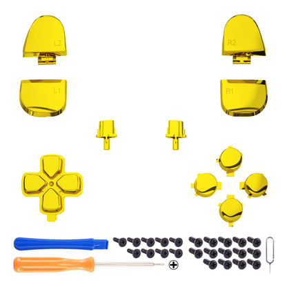 eXtremeRate Replacement Full Button Set for PS5 Controller BDM-030/040/050/060 (Chrome Gold)