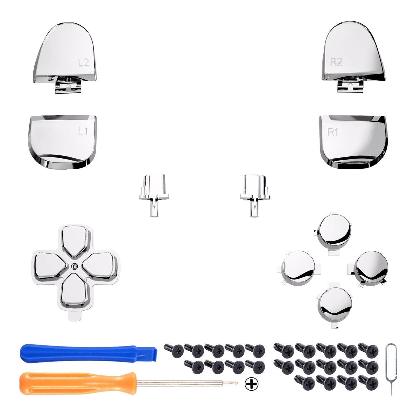 eXtremeRate Replacement Button Set for PS5 Controller BDM-030/040/050/060 (Chrome Silver)