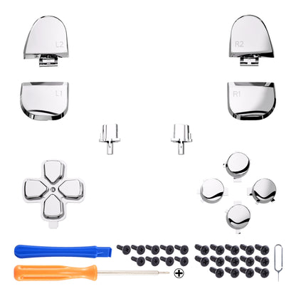 eXtremeRate Replacement Button Set for PS5 Controller BDM-030/040/050/060 (Chrome Silver)