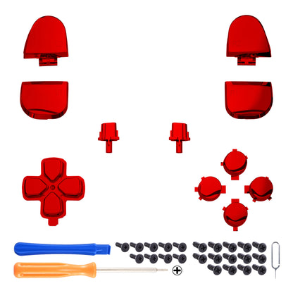 eXtremeRate PS5コントローラーBDM-030/040/050/060対応交換対応用フルセットボタン【クロムレッド】