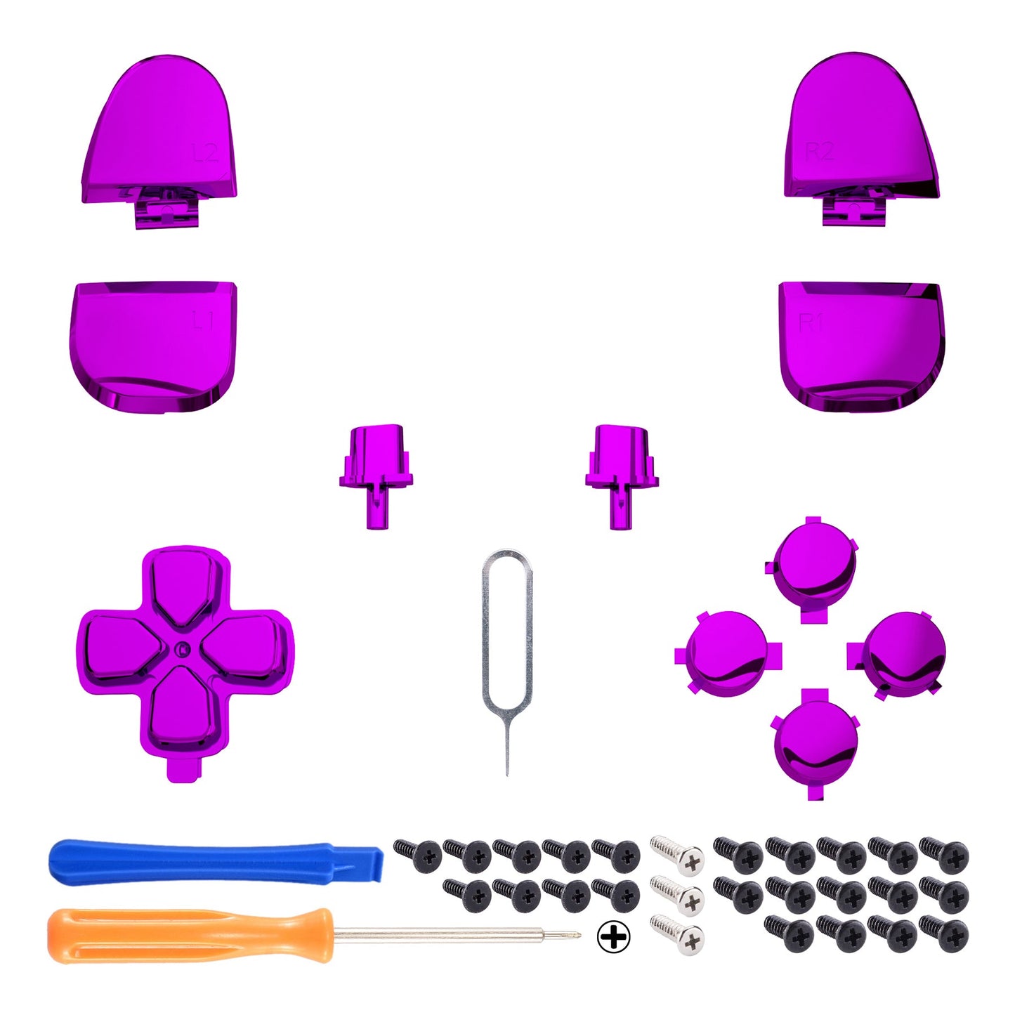 eXtremeRate Replacement Full Set Buttons Compatible with PS5 Controller BDM-030/040 - Chrome Purple eXtremeRate