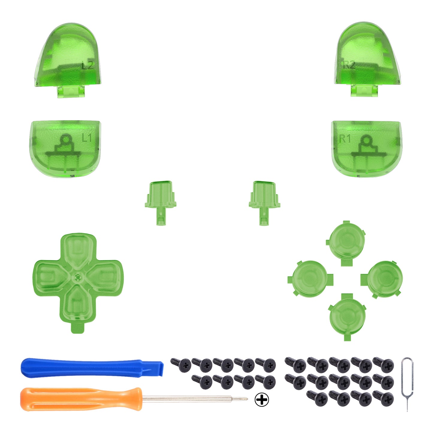 eXtremeRate Replacement Button Set for PS5 Controller BDM-030/040/050/060 (Clear Green)