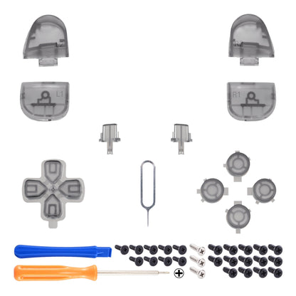 eXtremeRate Replacement Full Set Buttons Compatible with PS5 Controller BDM-030/040 - Clear Black eXtremeRate