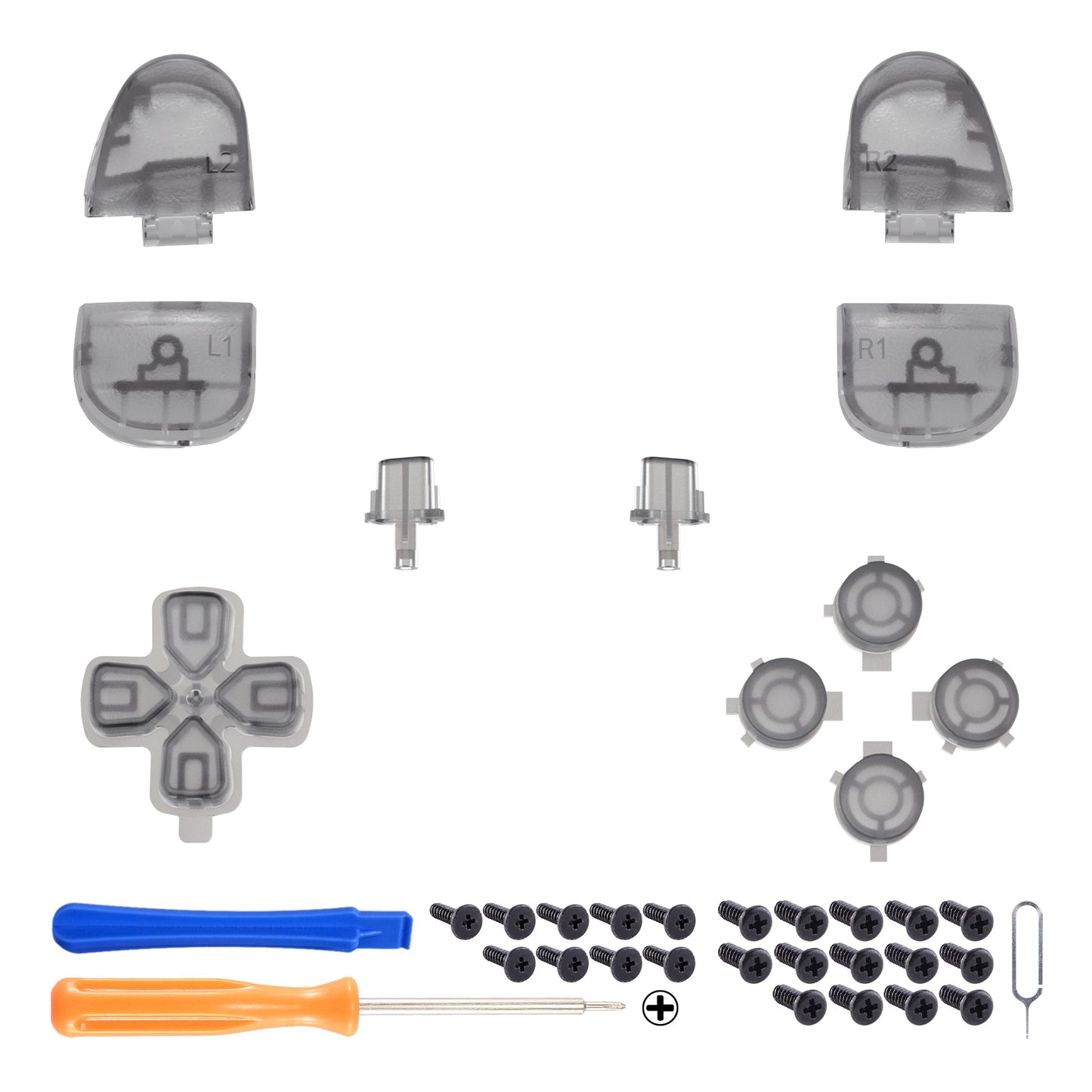 eXtremeRate Replacement Button Set for PS5 Controller BDM-030/040/050/060 (Clear Black)