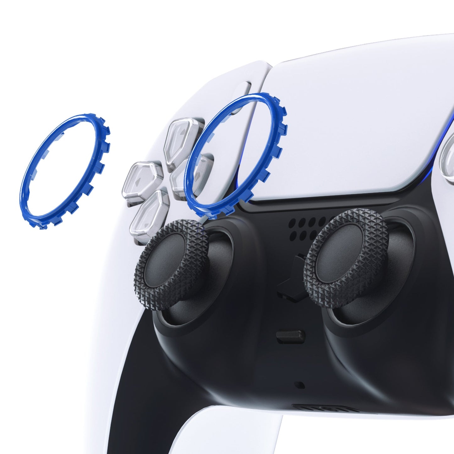 eXtremeRate Retail Blue Replacement Accessories for ps5 Controller, Custom Accent Rings for ps5 Controller - Controller NOT Included - JPF5005