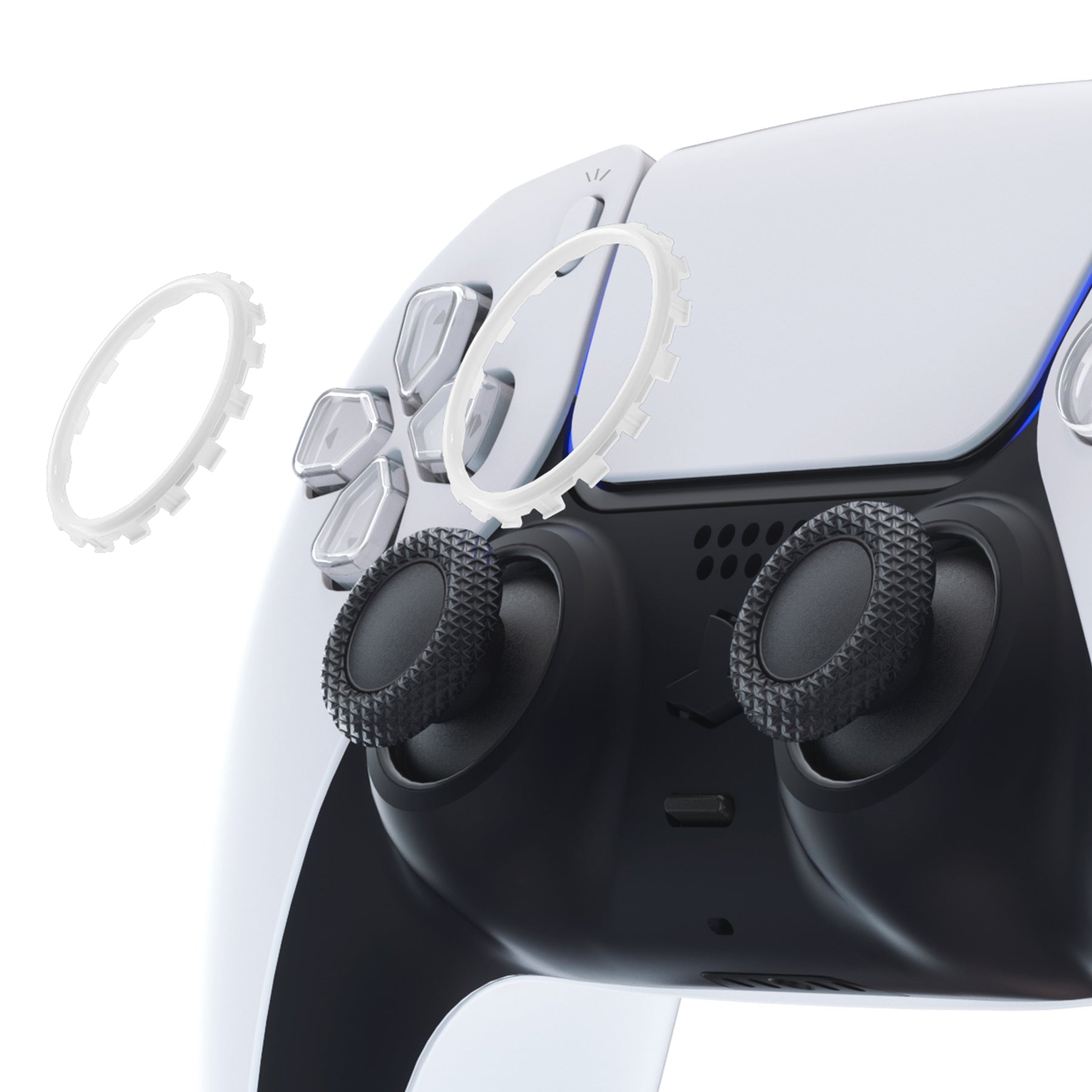 eXtremeRate Retail White Replacement Accessories for ps5 Controller, Custom Accent Rings for ps5 Controller - Controller NOT Included - JPF5008