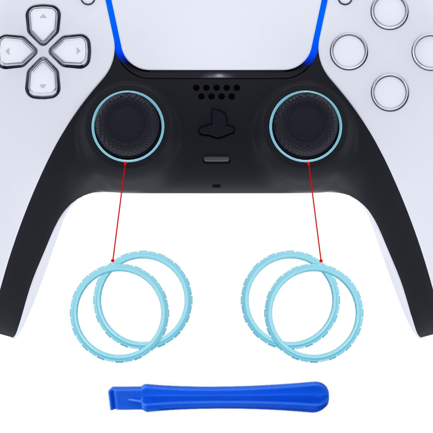 eXtremeRate Retail Heaven Blue Replacement Accessories for ps5 Controller, Custom Accent Rings for ps5 Controller - Controller NOT Included - JPF5012