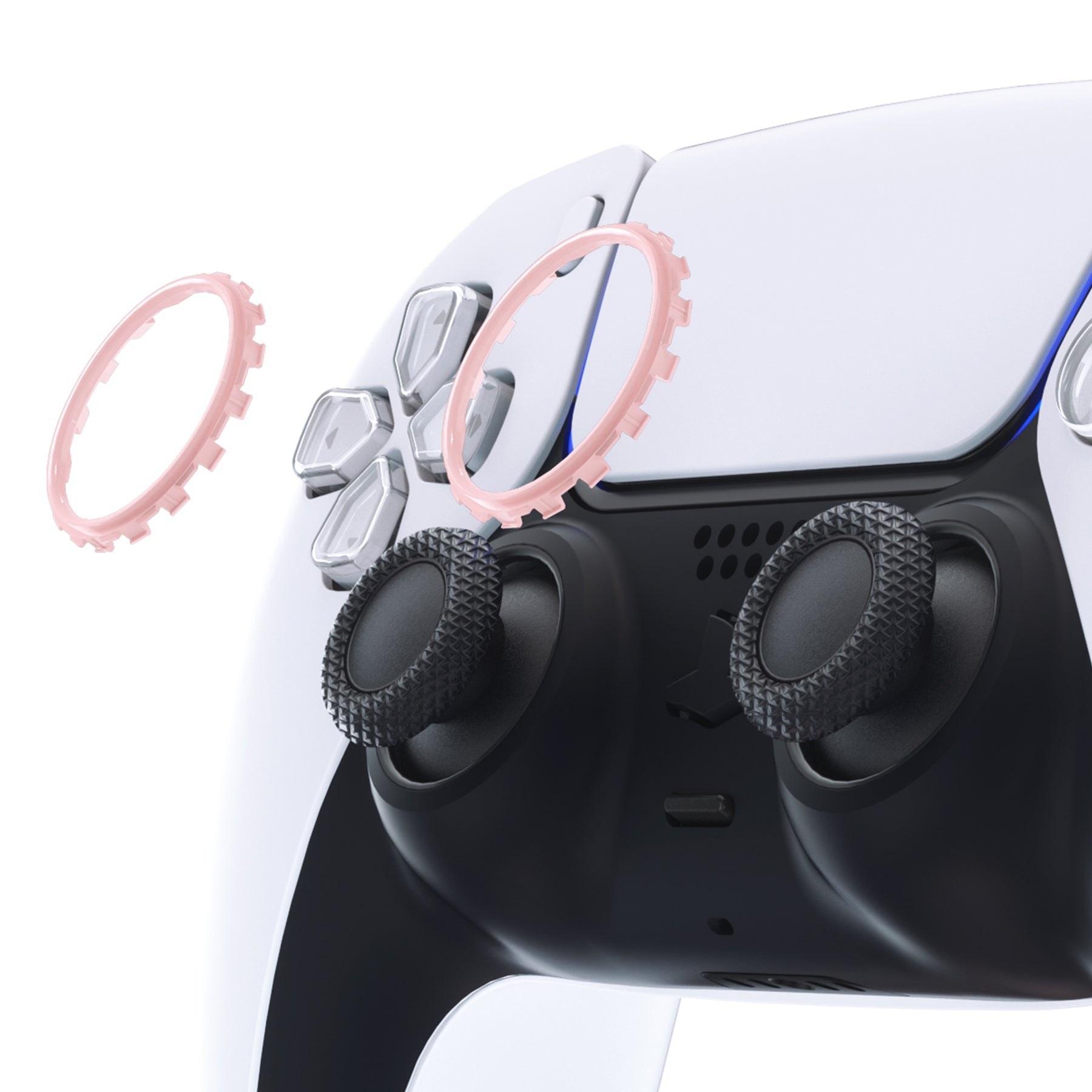 eXtremeRate Retail Cherry Blossoms Pink Replacement Accessories for ps5 Controller, Custom Accent Rings for ps5 Controller - Controller NOT Included - JPF5014