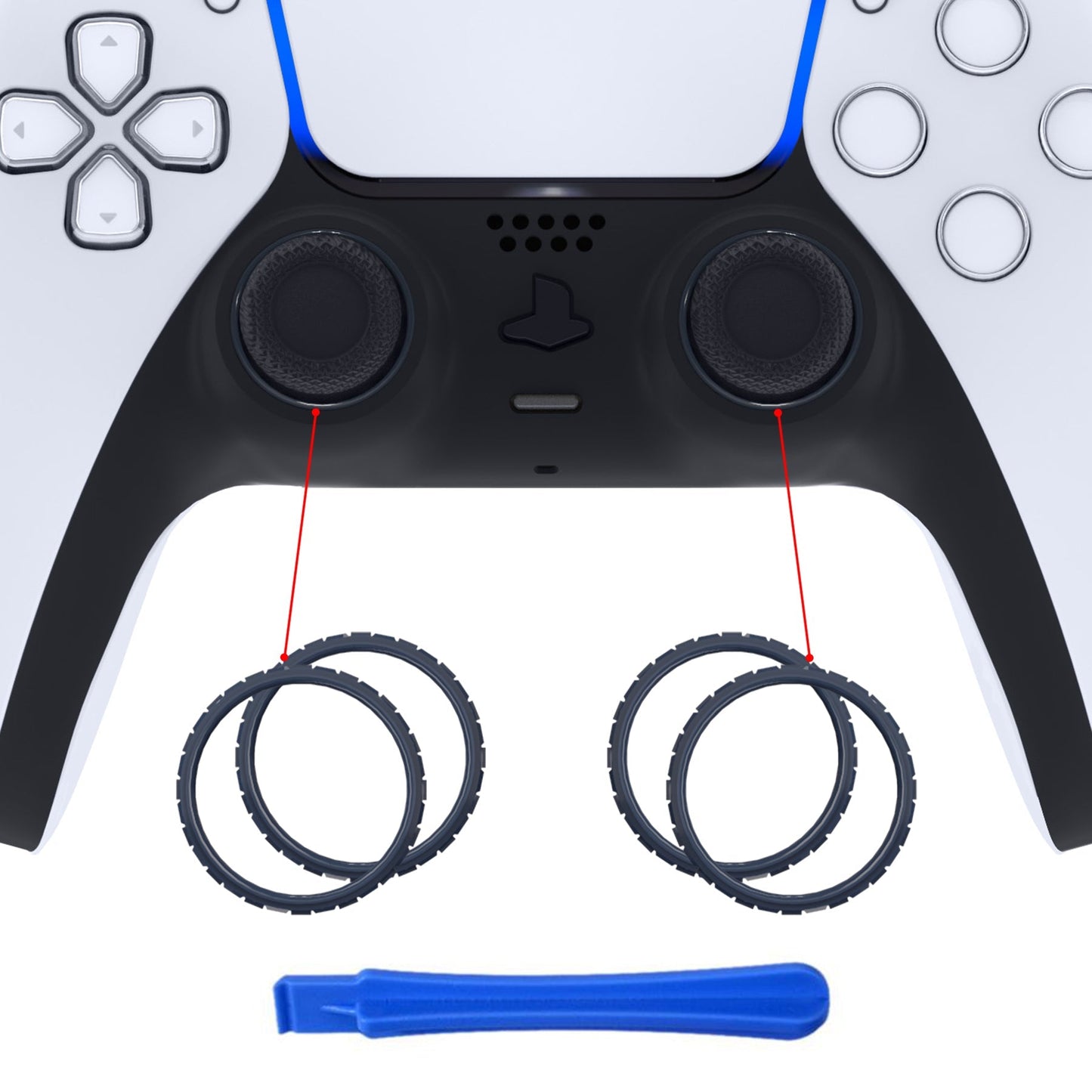 eXtremeRate Retail Midnight Blue Replacement Accessories for ps5 Controller, Custom Accent Rings for ps5 Controller - Controller NOT Included - JPF5015