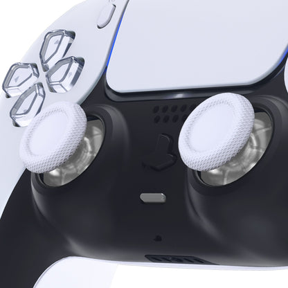 eXtremeRate Retail Solid White & Clear Replacement Thumbsticks for ps5 Controller, Custom Analog Stick Joystick Compatible with ps5, for ps4 All Model Controller - JPF628