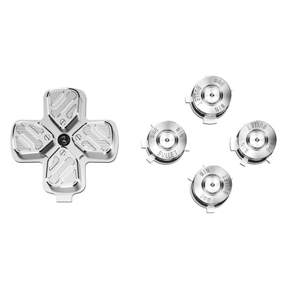 eXtremeRate Retail Silver Metal Dpad ABXY Buttons for ps5 Controller, Custom Replacement Aluminum Action Buttons & Direction Keys for ps5 Controller - Controller NOT Included - JPFD002