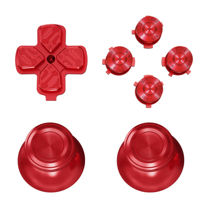 eXtremeRate Retail Red Metal Thumbsticks Dpad ABXY Buttons Kit for ps5 Controller, Custom Replacement Aluminum Analog Thumbsticks & Action Buttons & Direction Keys for ps5 Controller - Controller NOT Included - JPFE003